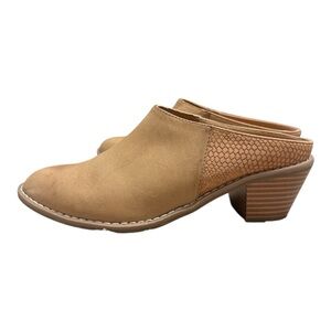 Rocket Dog Tan Block Heel Mules Slip-On Clogs Women’s 6 Neutral Western Shoes